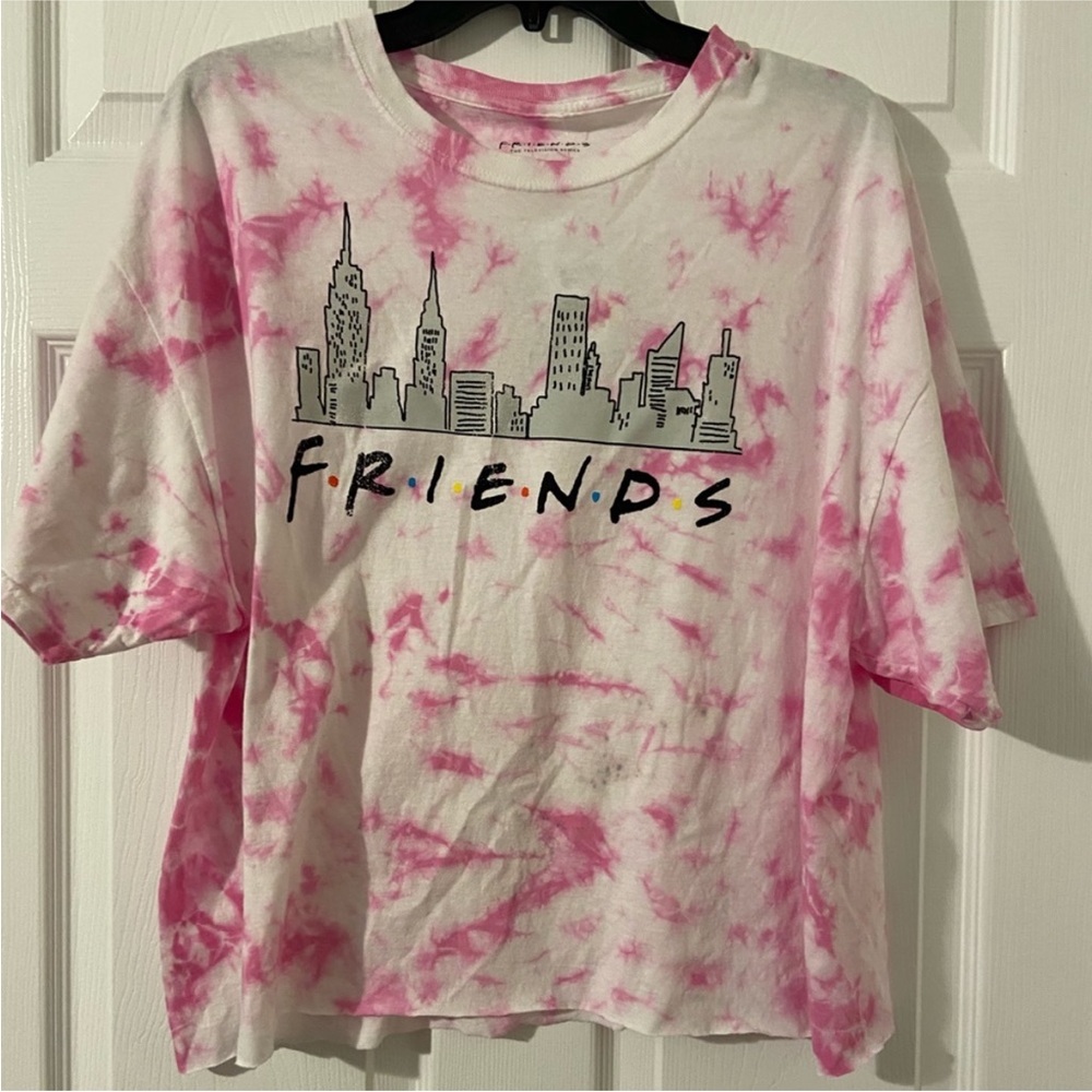 Warner Bros FRIENDS TV Show Pink Tie Dye Crop Top Size XL